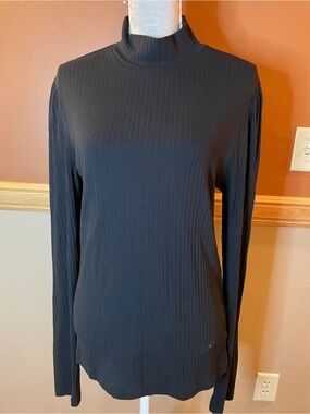 GAP Black Ribbed Mock Neck Long Sleeve